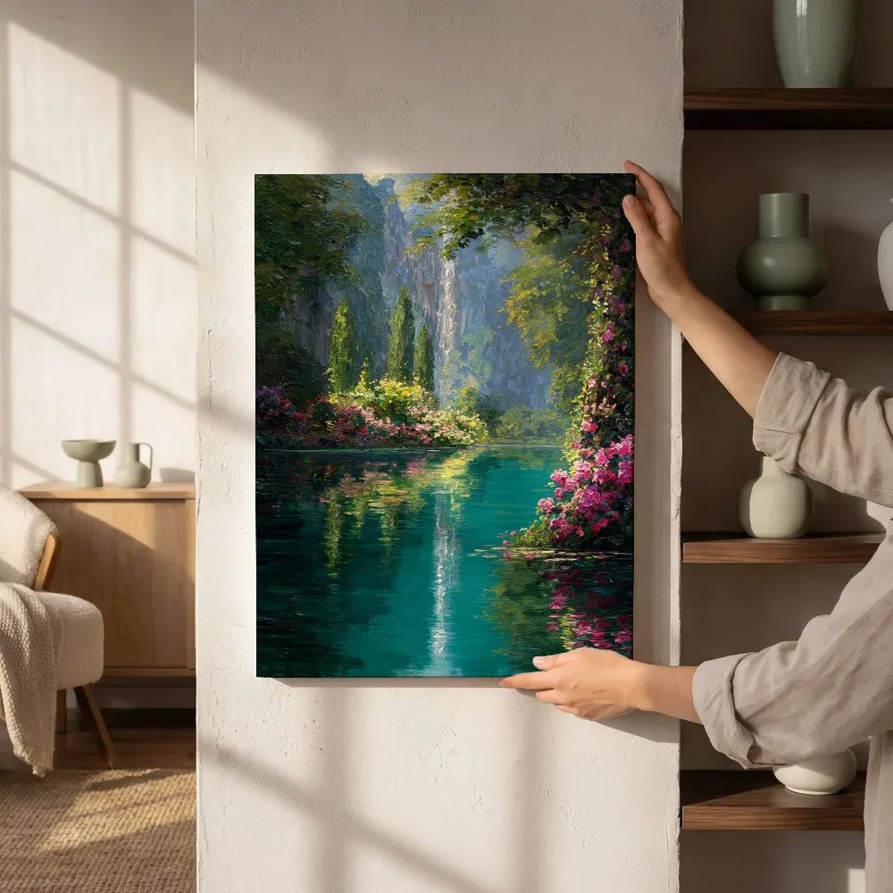 Sfeerimpressie: Turquoise lagune met bougainville naast de kast