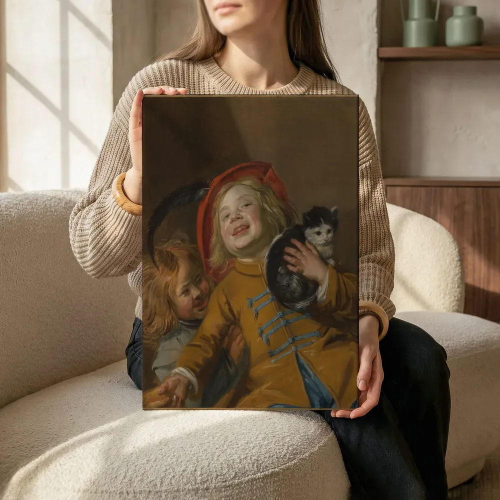 Sfeerimpressie: Twee kinderen met een kat van Judith Leyster terwijl het zittend wordt getoond