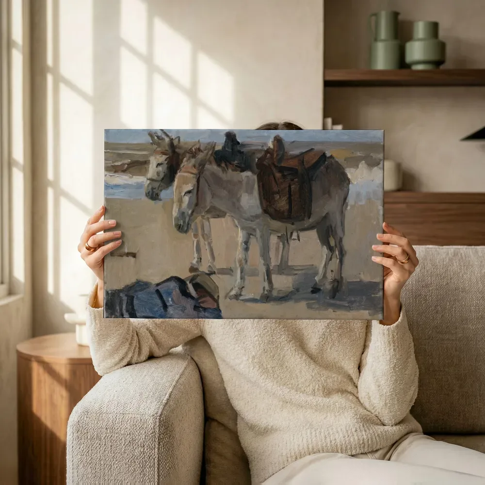 Sfeerimpressie: Two Donkeys van Isaac Israels terwijl het omhoog wordt gehouden