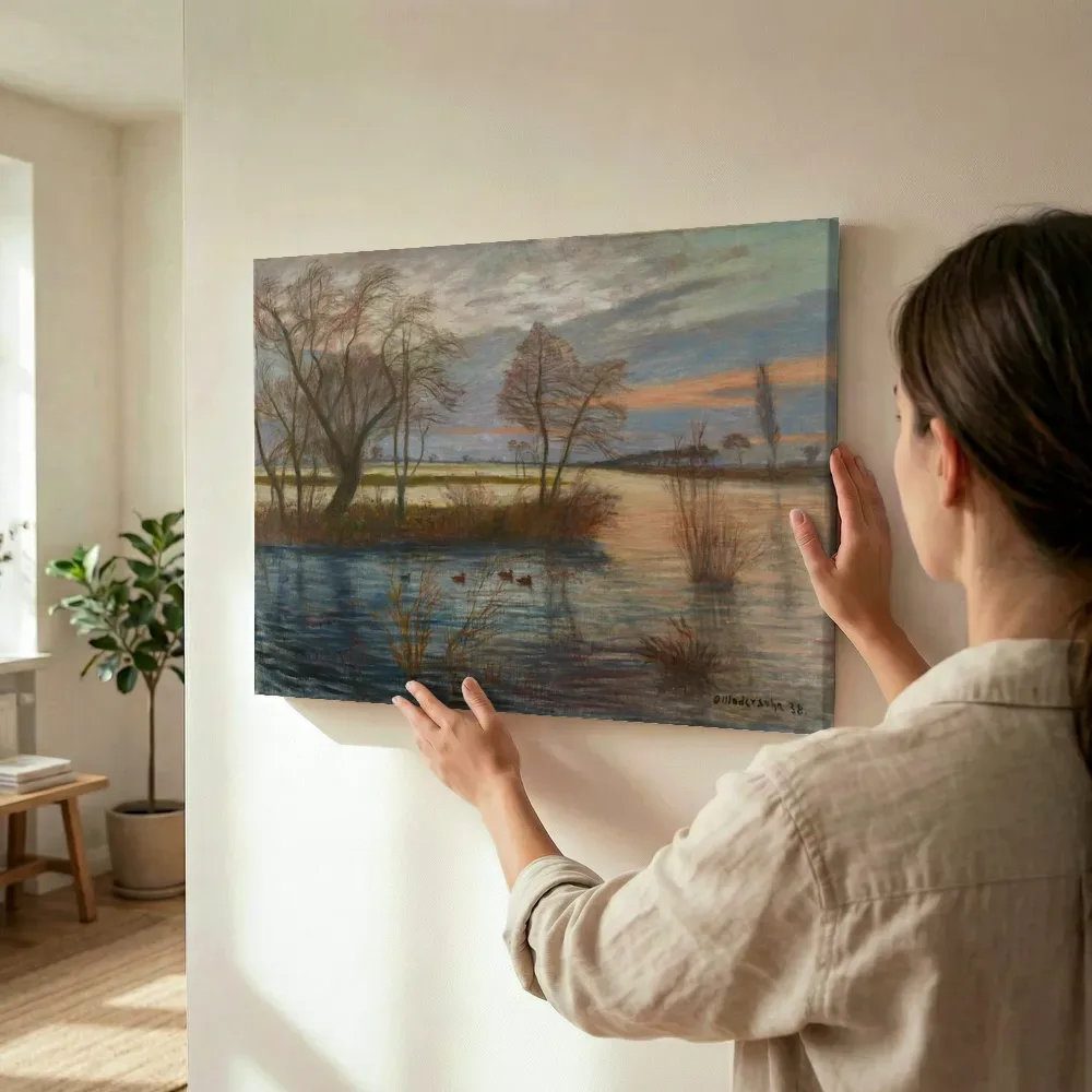 Sfeerimpressie: Overstroming in het oude dorp van Otto Modersohn terwijl het wordt opgehangen