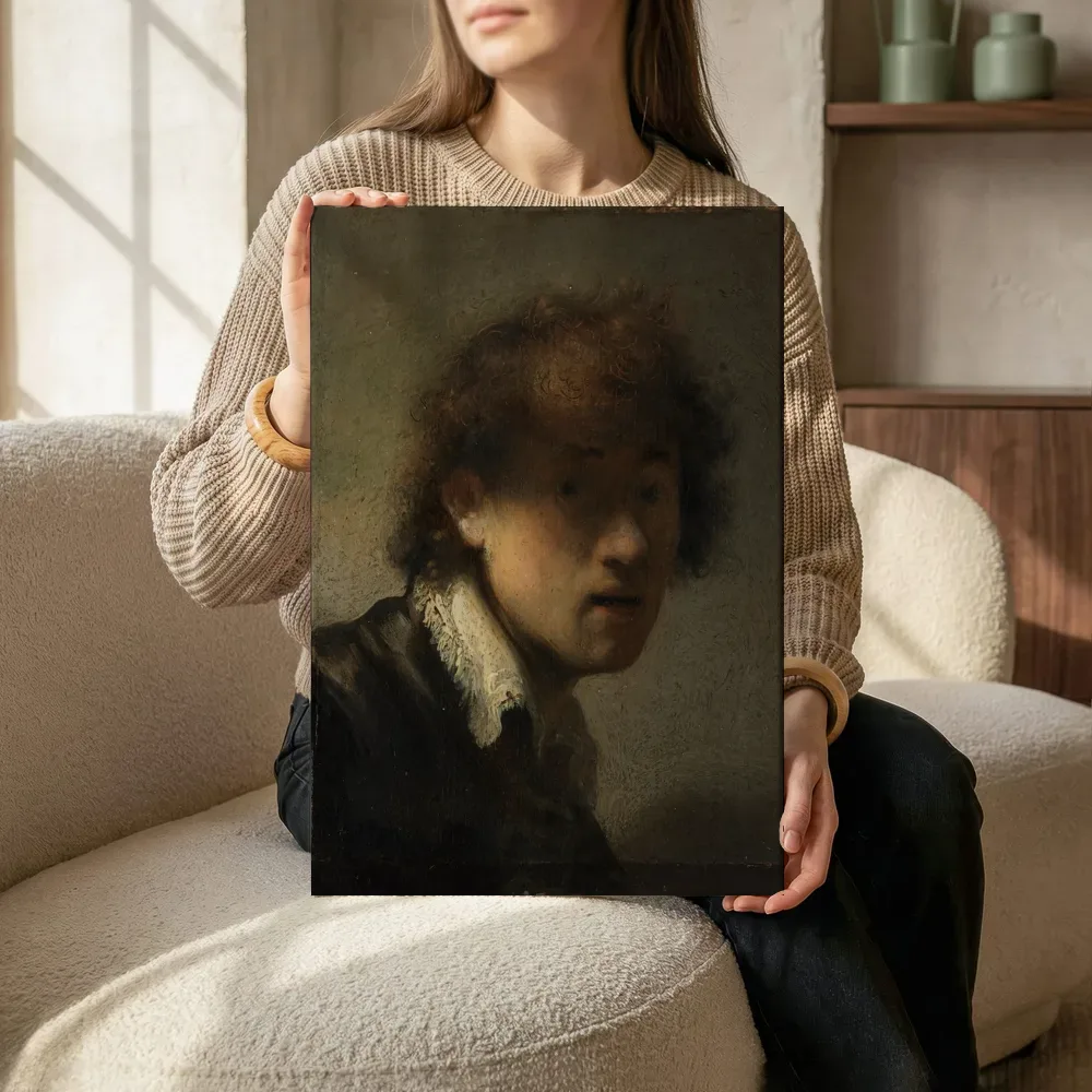 Sfeerimpressie: Van Rijn Zelfportret (1629) van Rembrandt terwijl het zittend wordt getoond