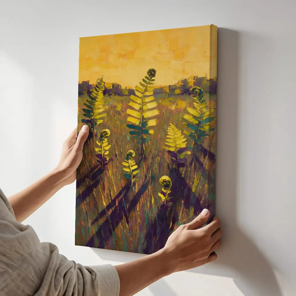Sfeerimpressie: Varen in de weide in zwavelviolet terwijl het aan de muur wordt gehangen
