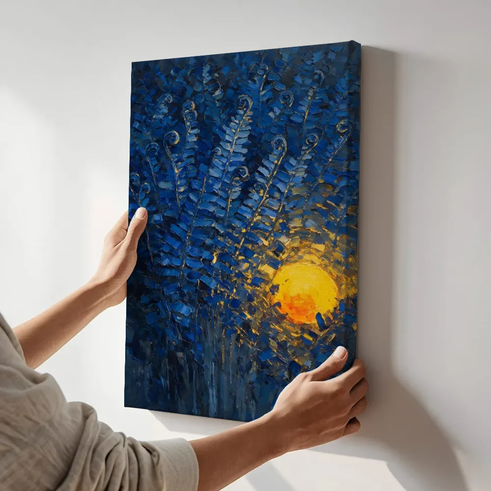 Sfeerimpressie: Varen in diepblauw terwijl het aan de muur wordt gehangen