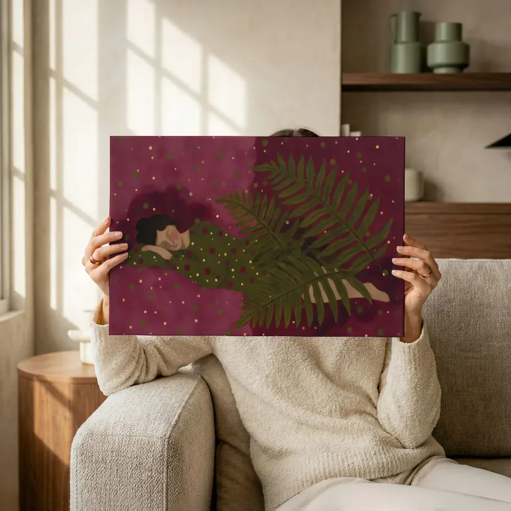 Sfeerimpressie: Varen in magenta en olijfgroen terwijl het omhoog wordt gehouden
