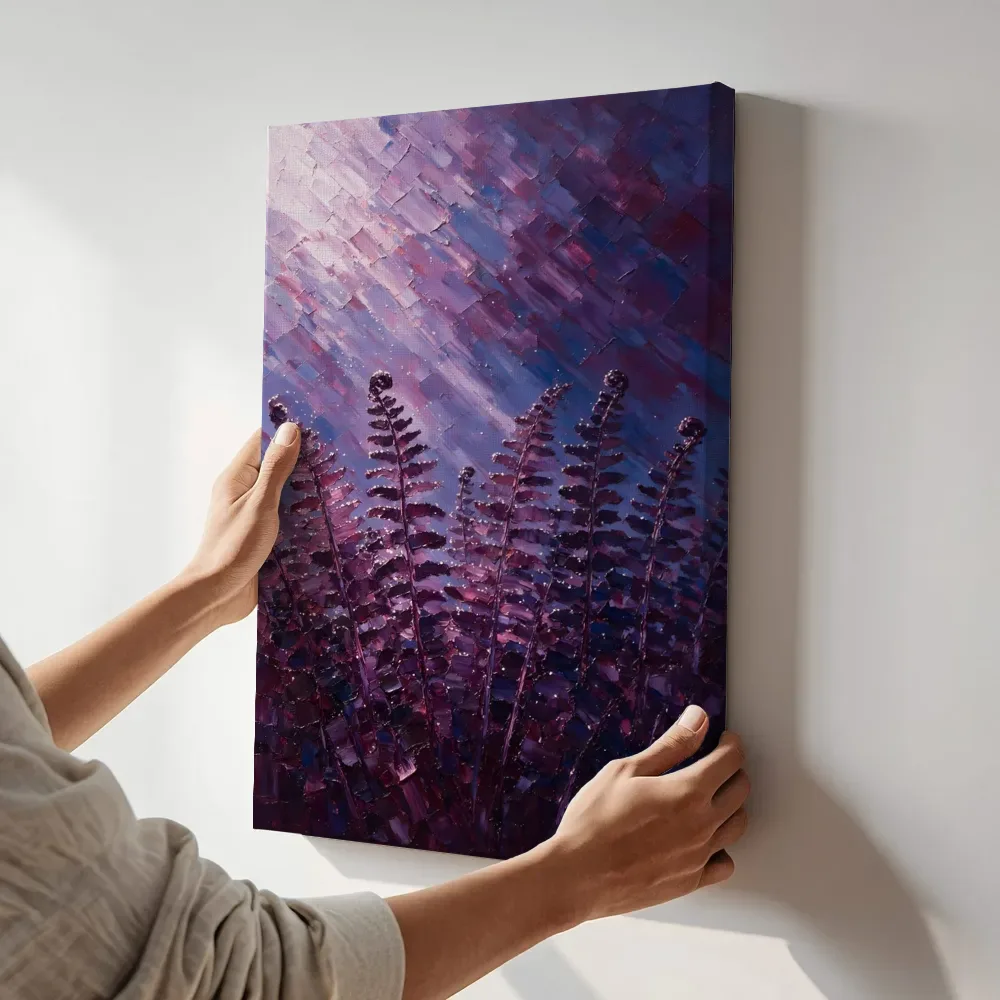 Sfeerimpressie: Varen onder de hemel in aubergine terwijl het aan de muur wordt gehangen