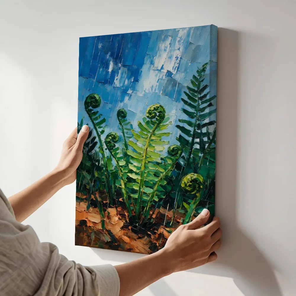 Sfeerimpressie: Varen onder de hemel in bosgroen terwijl het aan de muur wordt gehangen