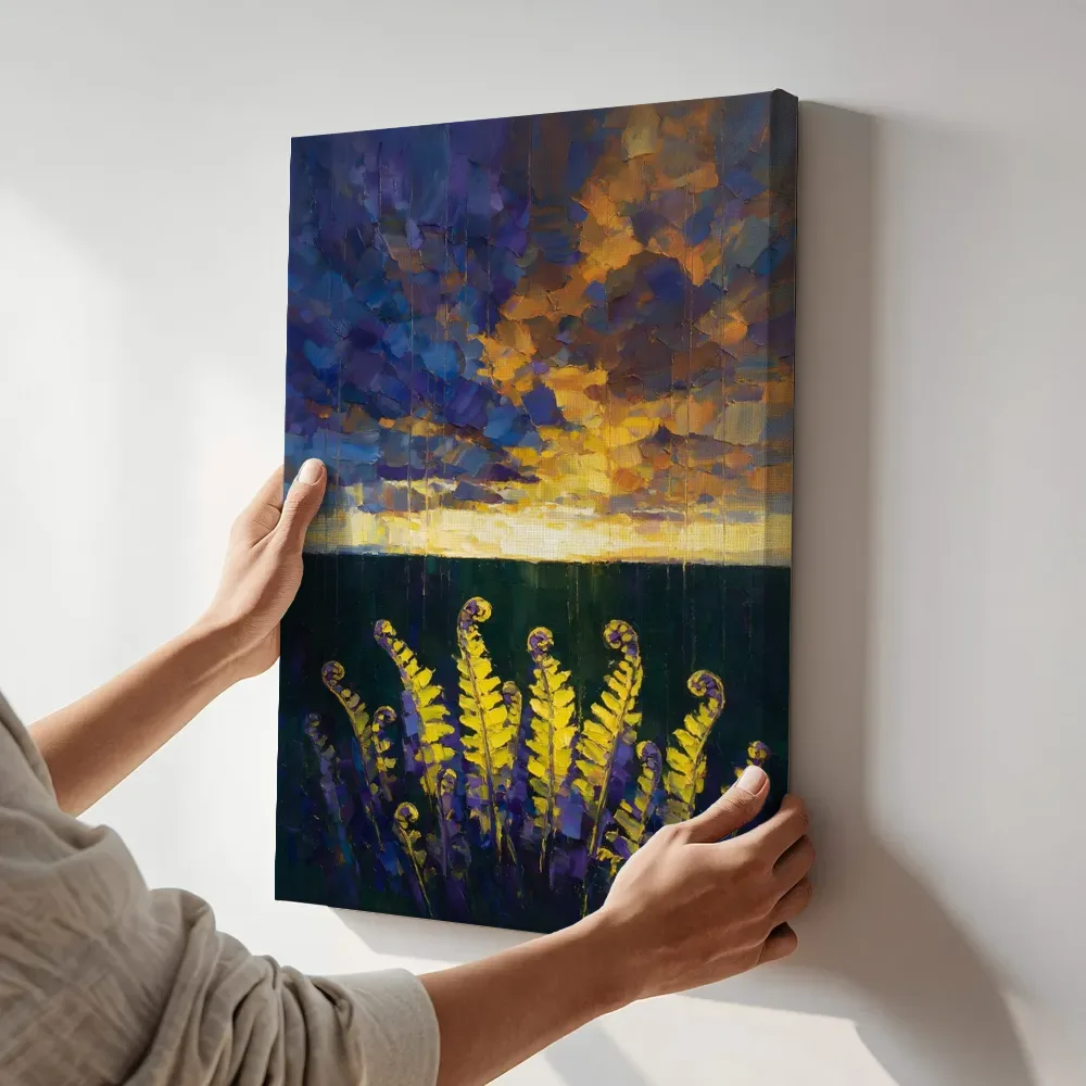Sfeerimpressie: Varen onder een storm in zwavelviolet terwijl het aan de muur wordt gehangen