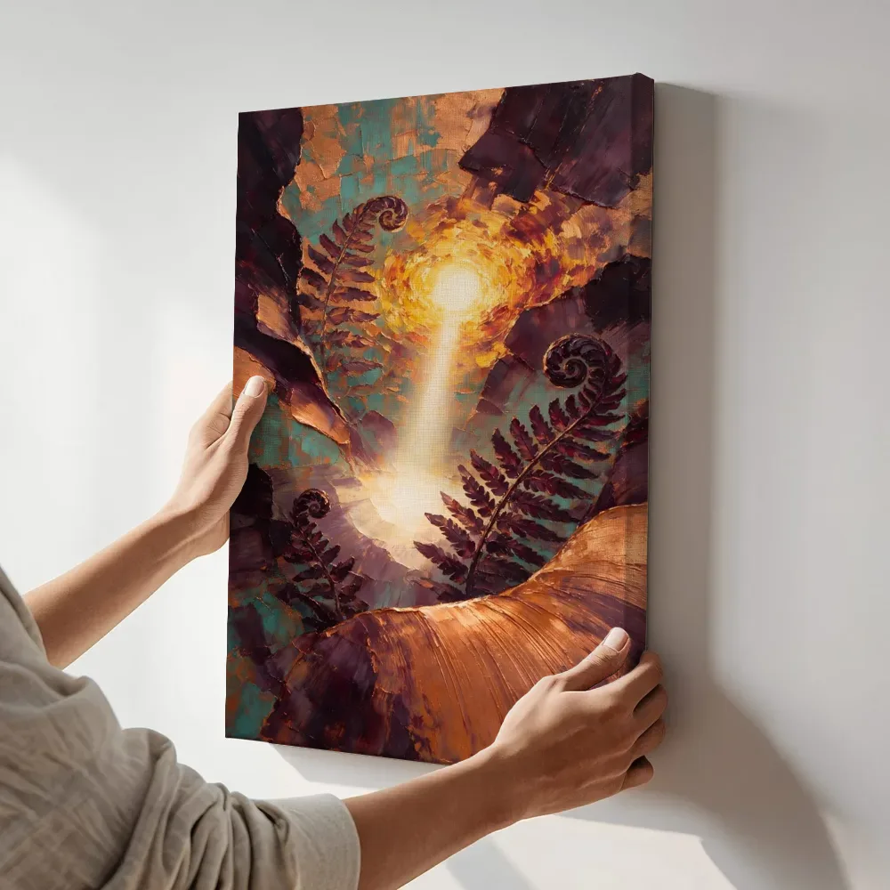 Sfeerimpressie: Varen van dichtbij in aubergine terwijl het aan de muur wordt gehangen