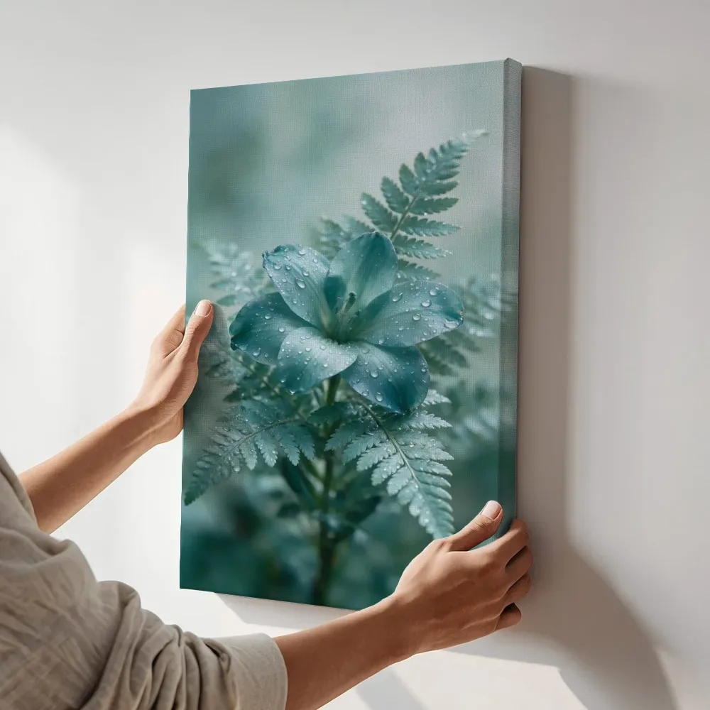 Sfeerimpressie: Varens in na de regen, zilvergroen 4 terwijl het aan de muur wordt gehangen