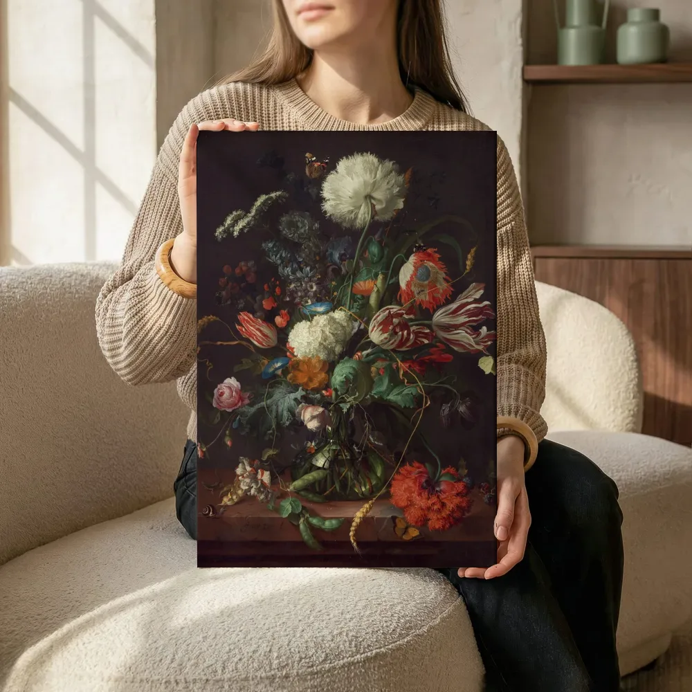 Sfeerimpressie: Vaas met bloemen van Jan Davidsz de Heem terwijl het zittend wordt getoond