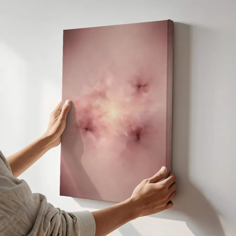 Sfeerimpressie: Veeg in de Hoek Nevel in Stoffig Roze terwijl het aan de muur wordt gehangen