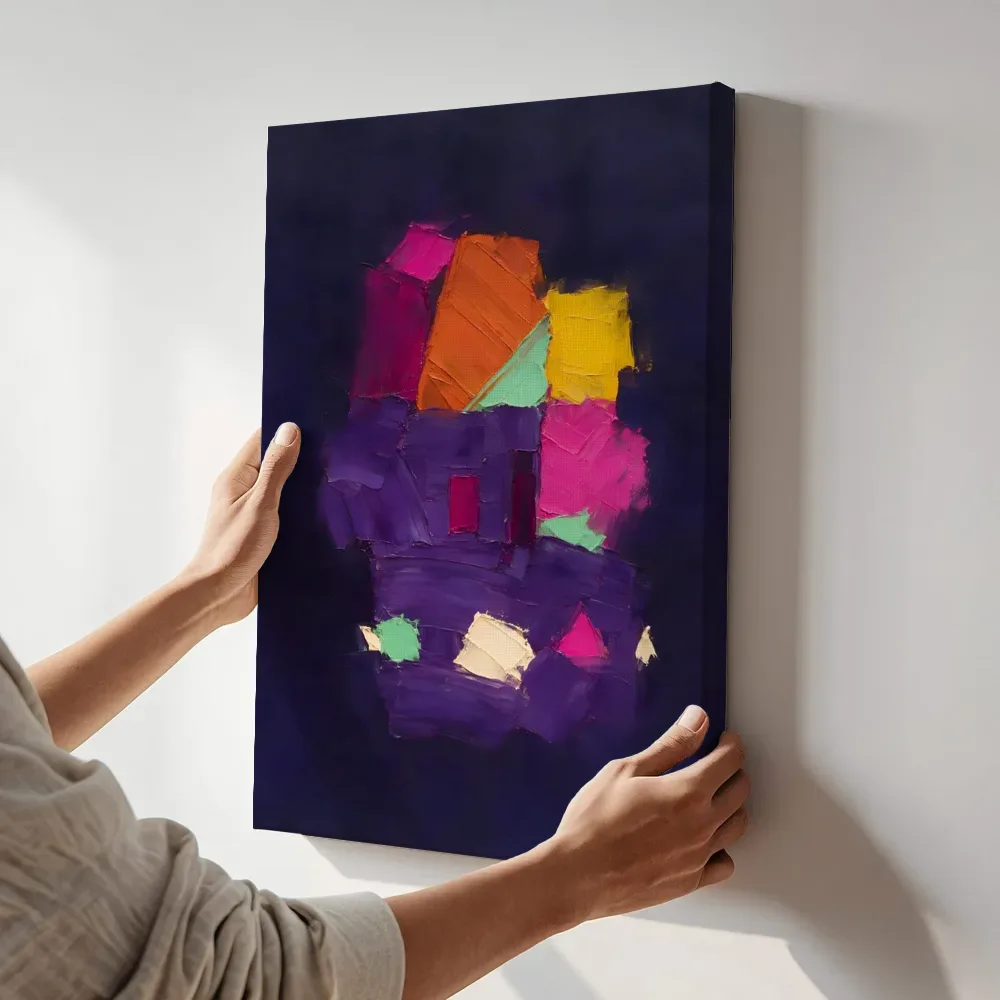 Sfeerimpressie: Veeg in de hoek paletmes, fel magenta terwijl het aan de muur wordt gehangen