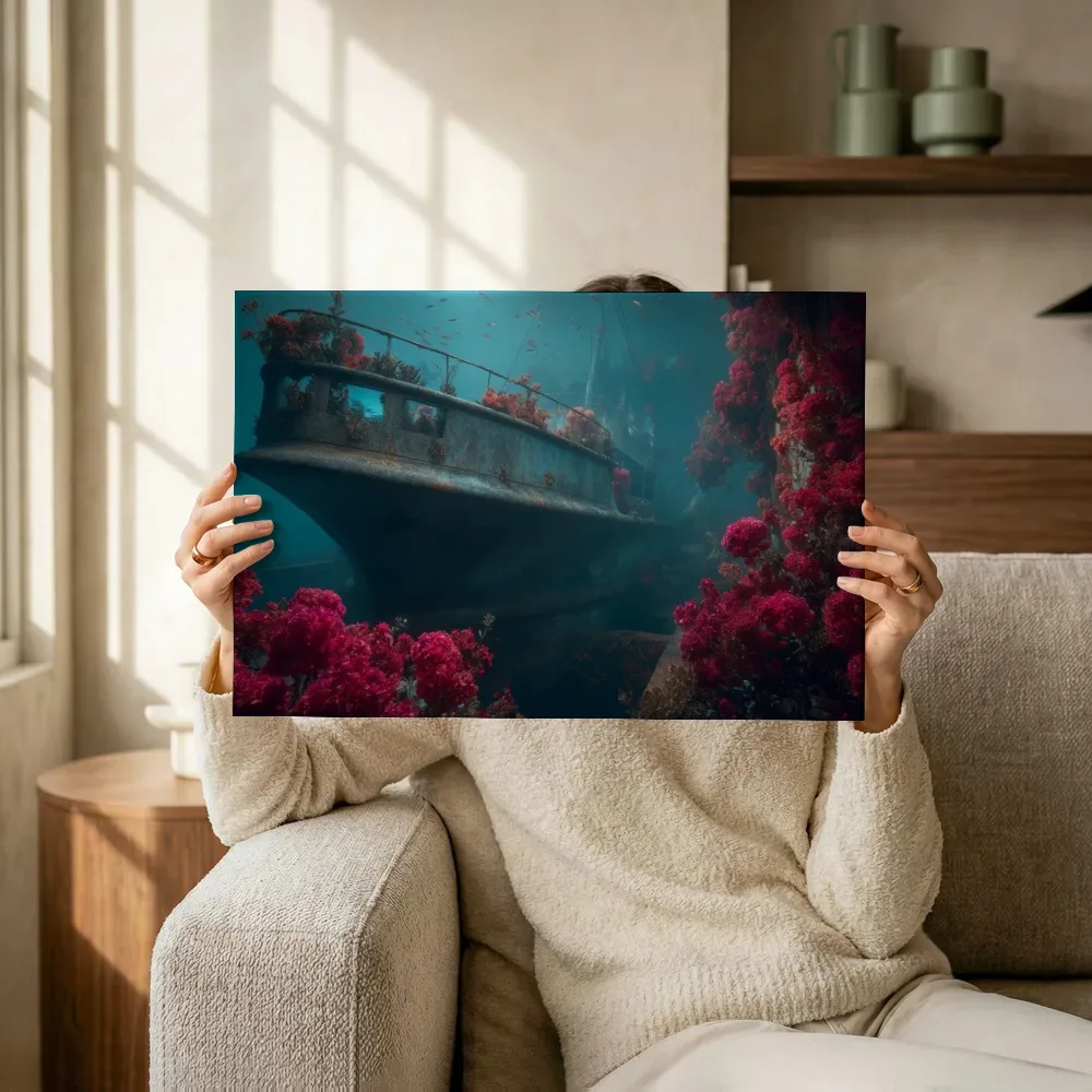 Sfeerimpressie: Verzonken scheepswrak vol bloesems terwijl het omhoog wordt gehouden