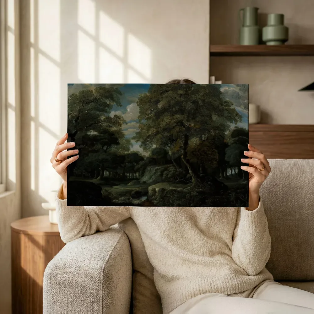 Sfeerimpressie: Gezicht in het bos van Jan van der Heyden terwijl het omhoog wordt gehouden