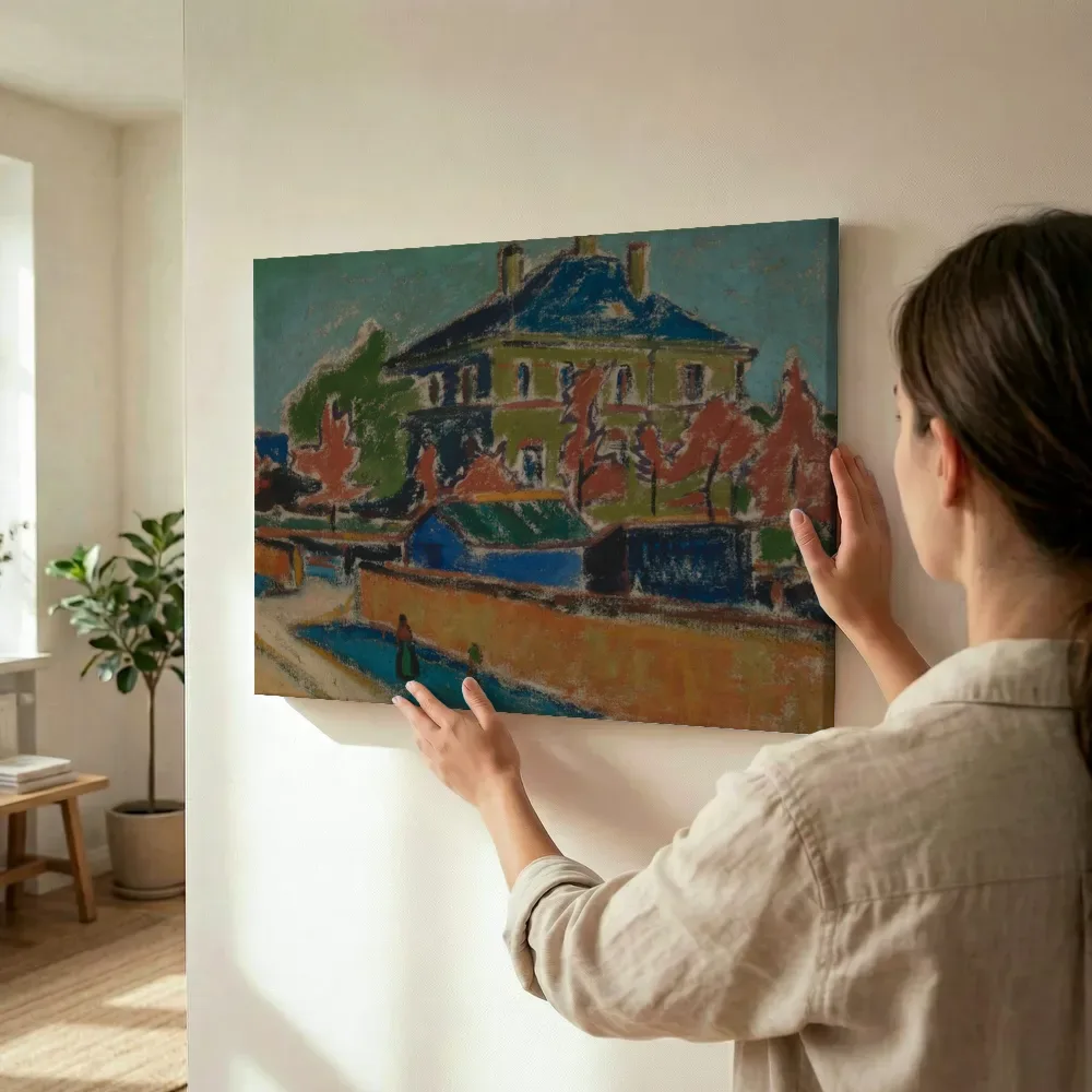 Sfeerimpressie: Villa in Dresden van Ernst Ludwig Kirchner terwijl het wordt opgehangen