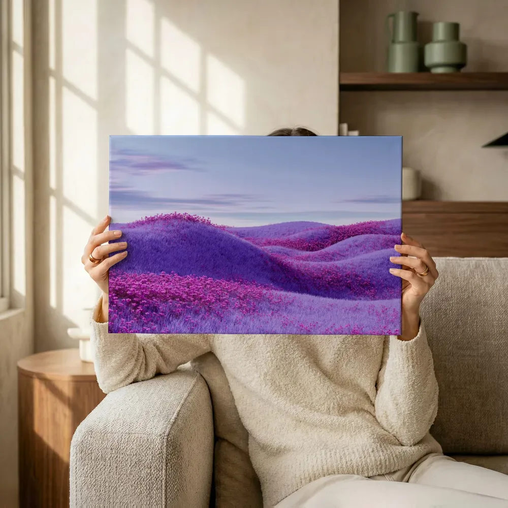 Sfeerimpressie: Violette droomheuvels terwijl het omhoog wordt gehouden