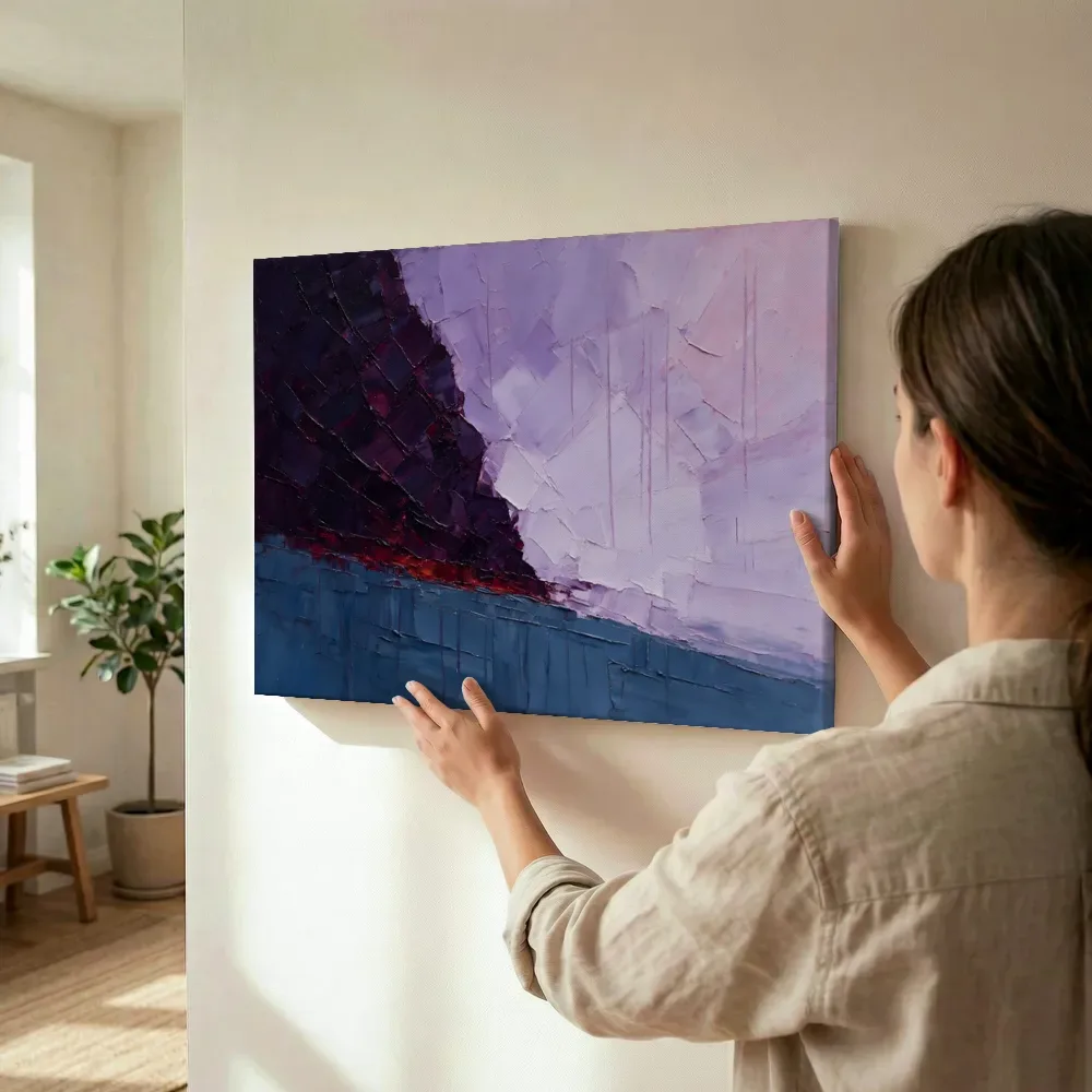 Sfeerimpressie: Violetzwart en lila met landtong terwijl het wordt opgehangen