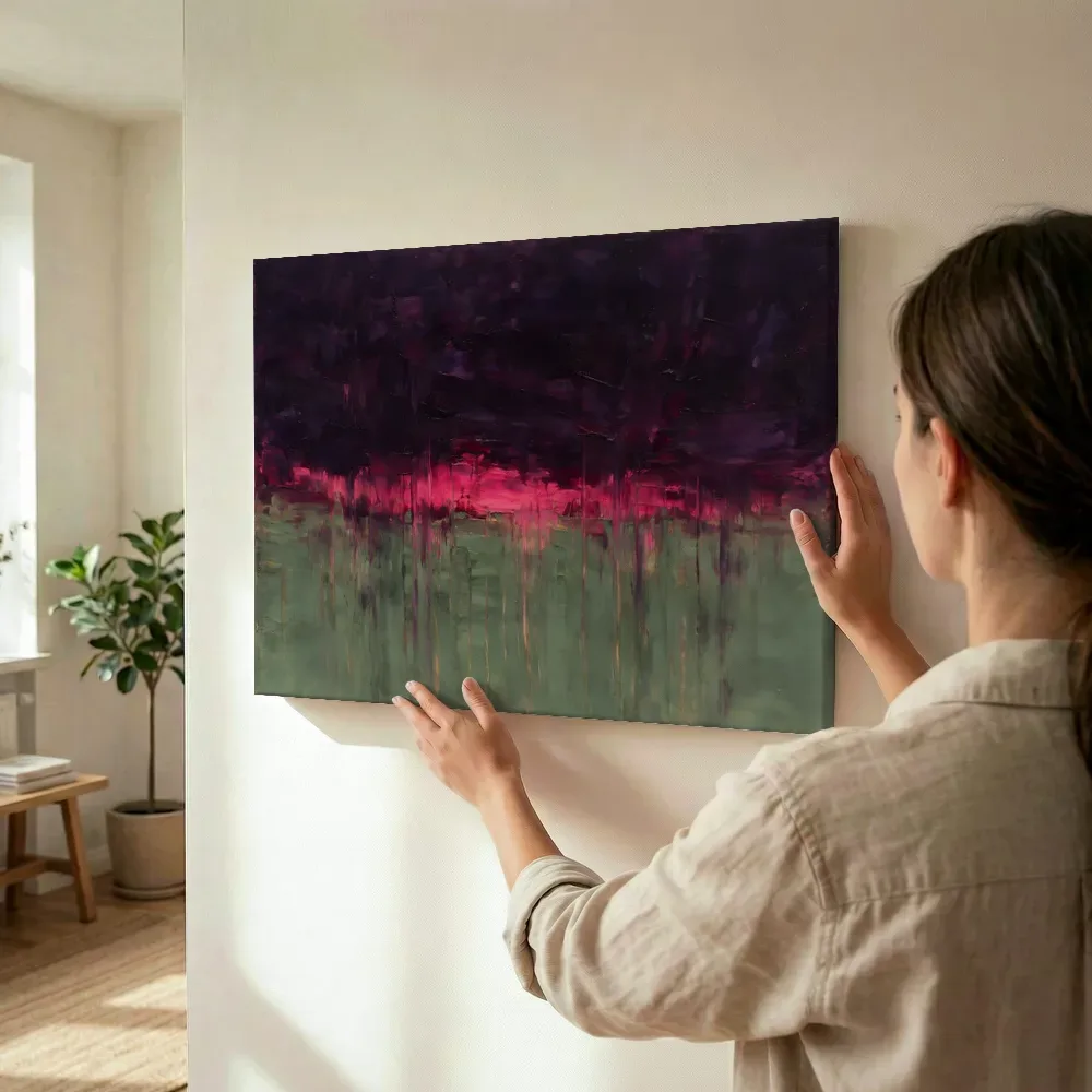 Sfeerimpressie: Violetzwart en magenta onder onweer terwijl het wordt opgehangen