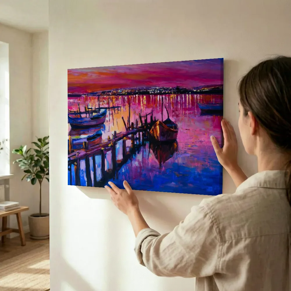Sfeerimpressie: Vissershaven panorama terwijl het wordt opgehangen