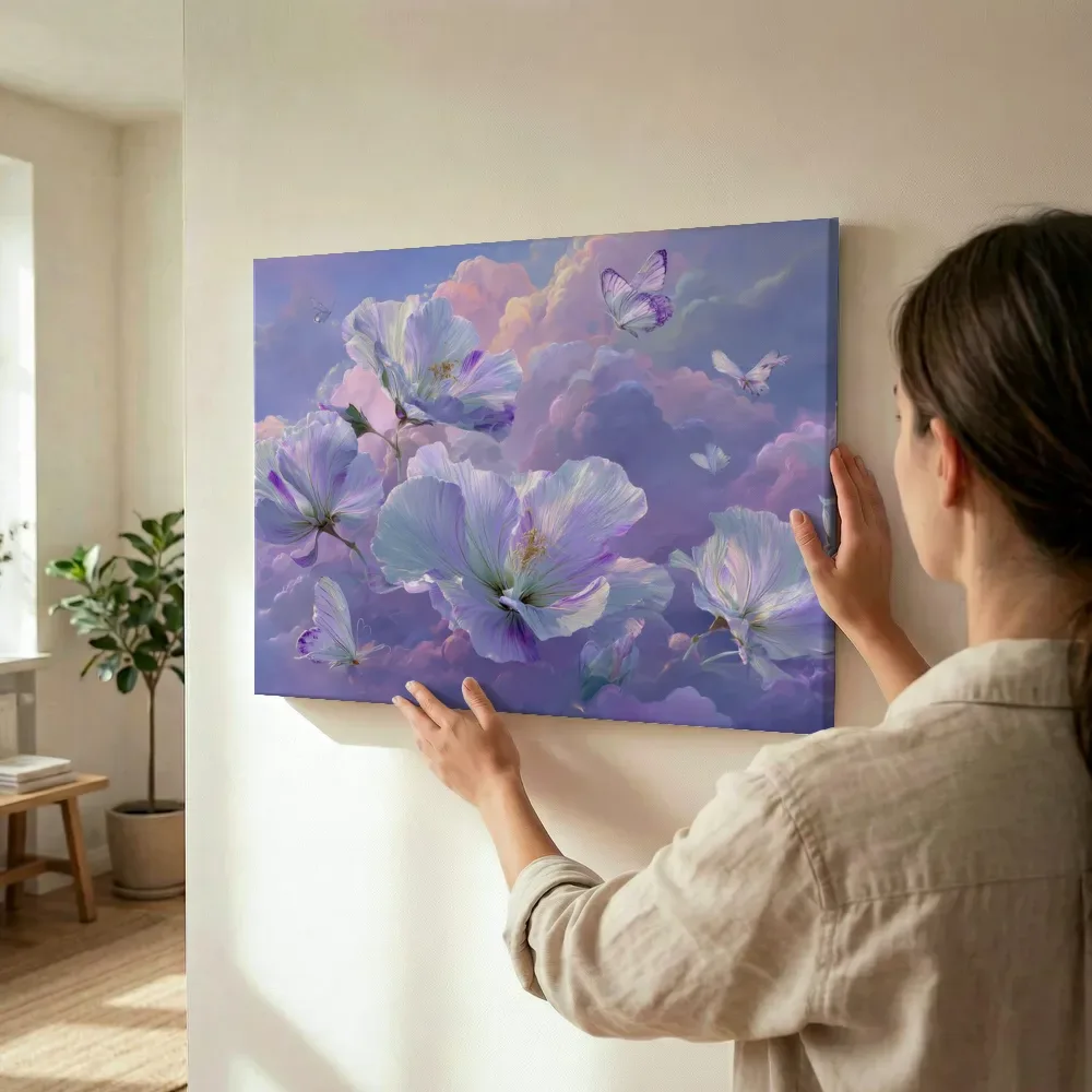 Sfeerimpressie: Vlinders tussen de wolkenbloemen terwijl het wordt opgehangen