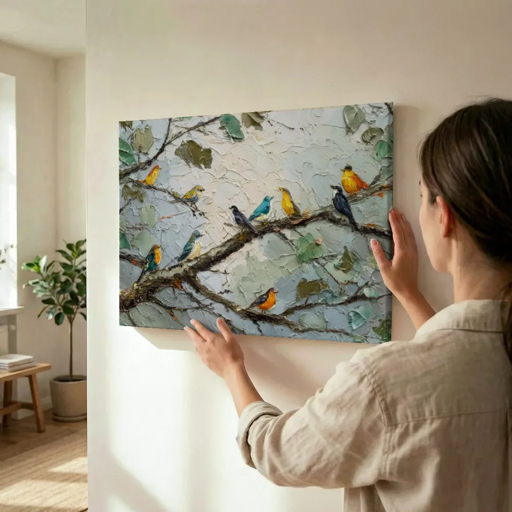 Sfeerimpressie: Vogels tussen het lentegroen terwijl het wordt opgehangen
