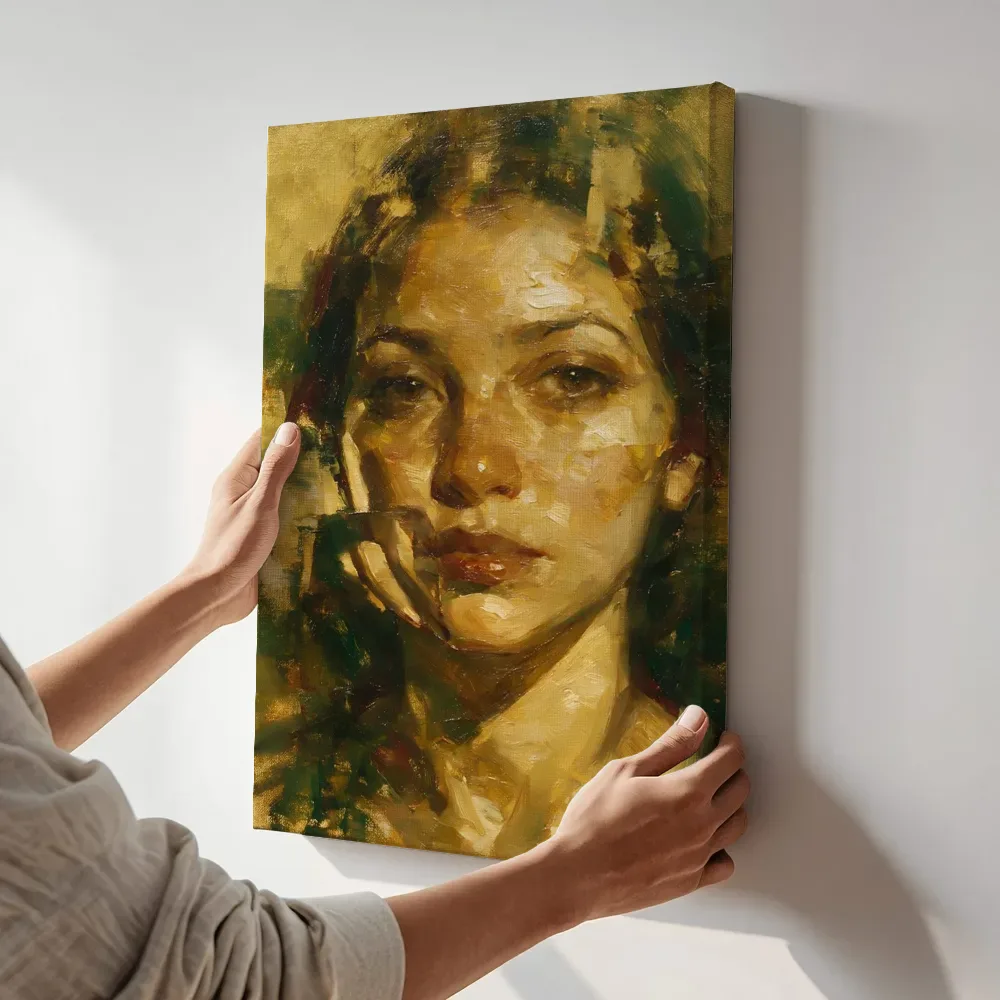 Sfeerimpressie: Vrouw in fragmenten, goud terwijl het aan de muur wordt gehangen