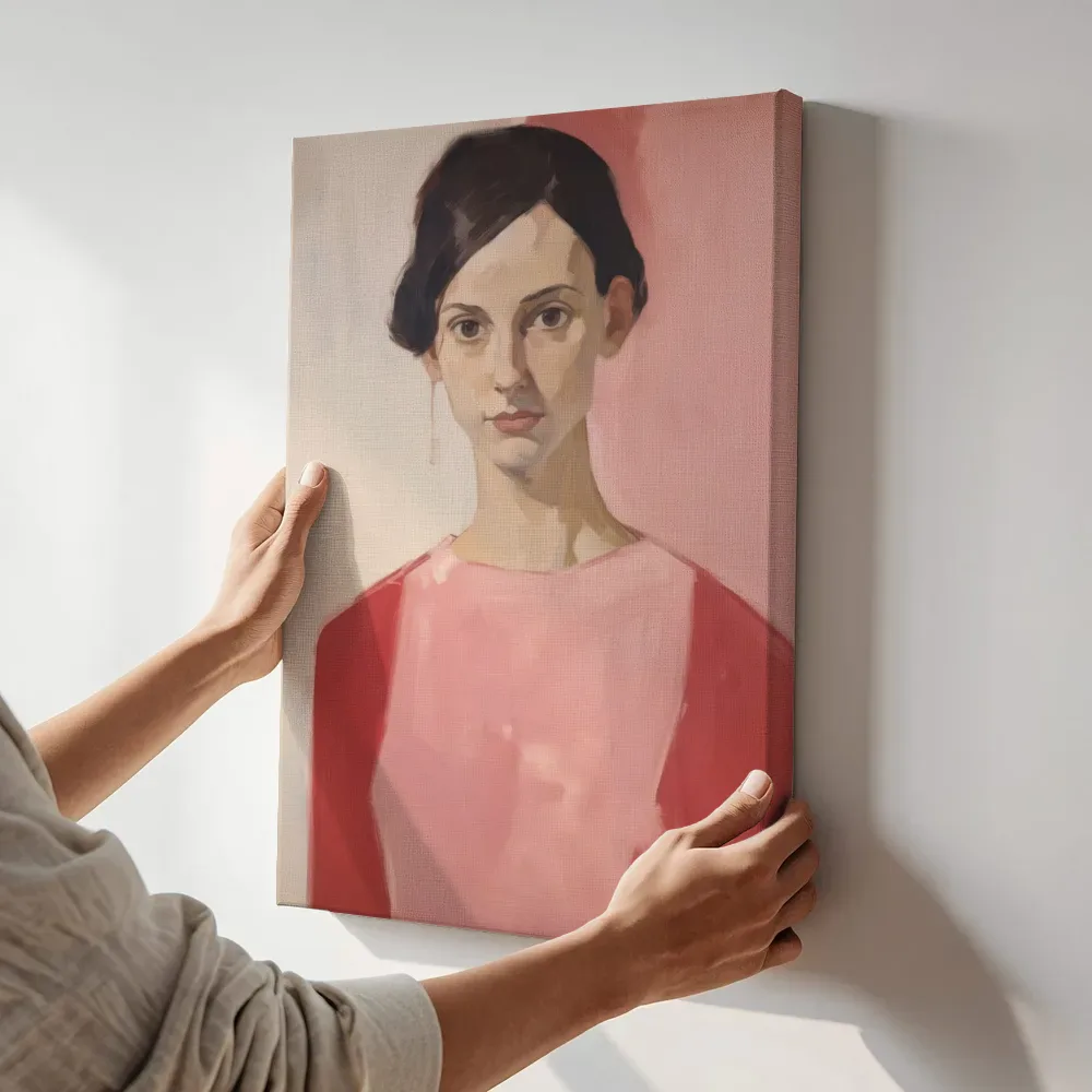 Sfeerimpressie: Vrouw met opgestoken haar terwijl het aan de muur wordt gehangen