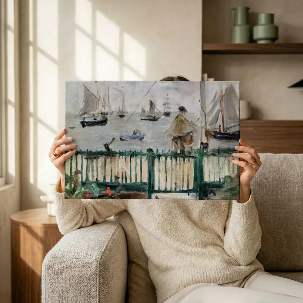 Sfeerimpressie: Vue d'Angleterre ou Dans L'Île de Wight van Berthe Morisot terwijl het omhoog wordt gehouden