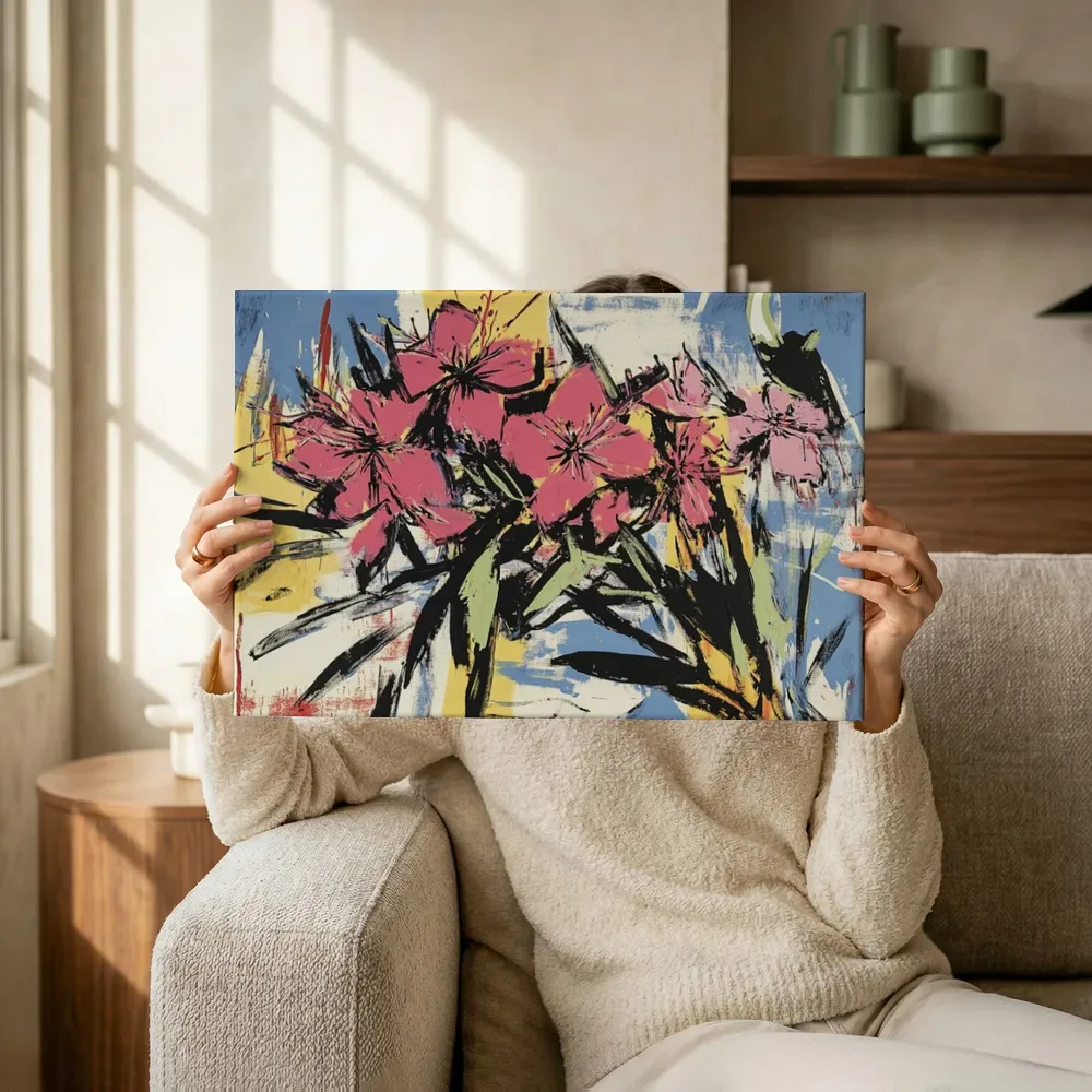 Sfeerimpressie: Vuurwerk bloemen in roze terwijl het wordt opgehangen