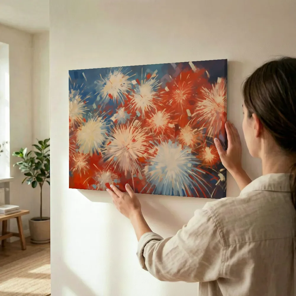Sfeerimpressie: Vuurwerk in oranje en wit terwijl het omhoog wordt gehouden