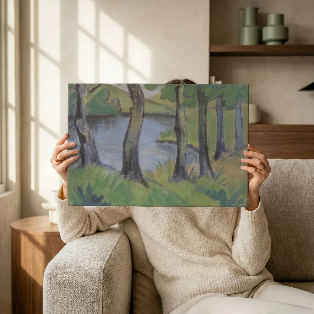 Sfeerimpressie: Waldsee ca van Otto Mueller terwijl het omhoog wordt gehouden
