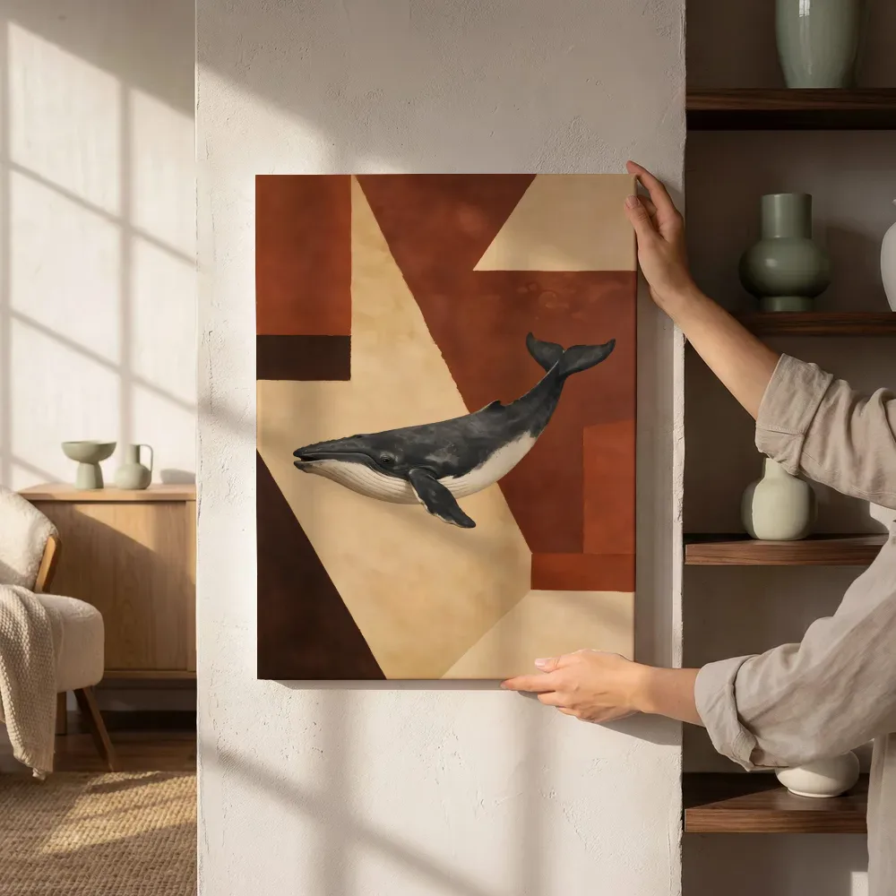 Sfeerimpressie: Walvis in terracotta en zand naast de kast