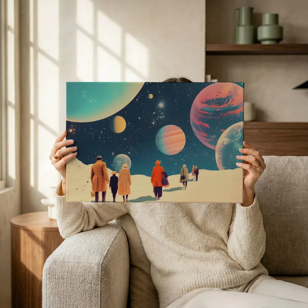 Sfeerimpressie: Wandeling tussen de planeten terwijl het omhoog wordt gehouden