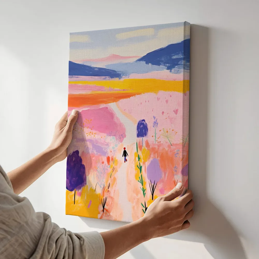 Sfeerimpressie: Wandelpad door de kleurrijke vallei terwijl het aan de muur wordt gehangen