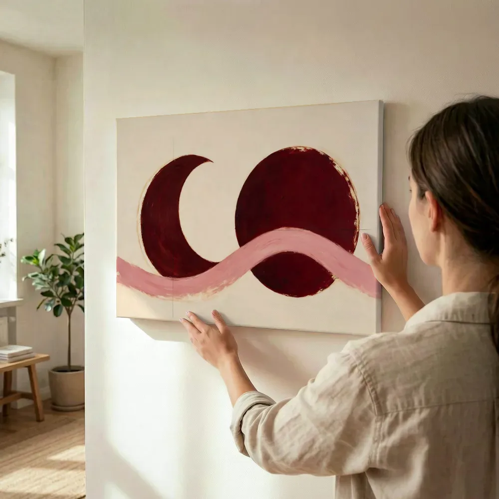 Sfeerimpressie: Wassende maan Retro Shapes in bordeaux terwijl het wordt opgehangen