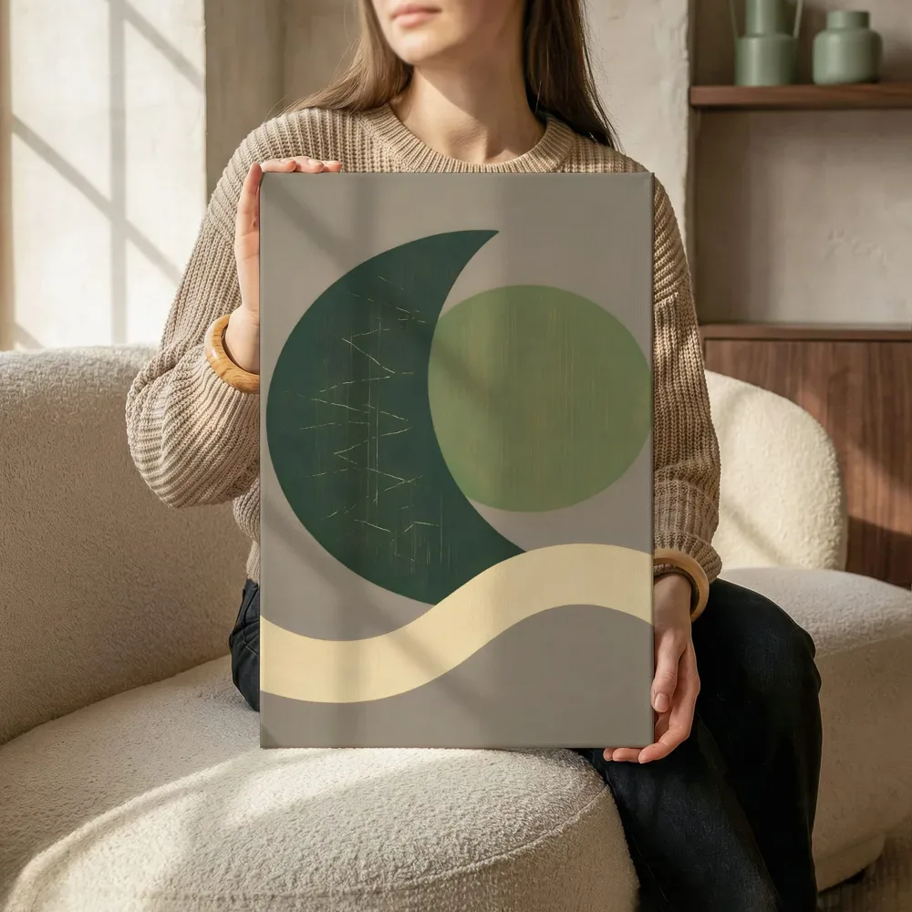 Sfeerimpressie: Wassende maan Retro Shapes in bosgroen 2 terwijl het zittend wordt getoond