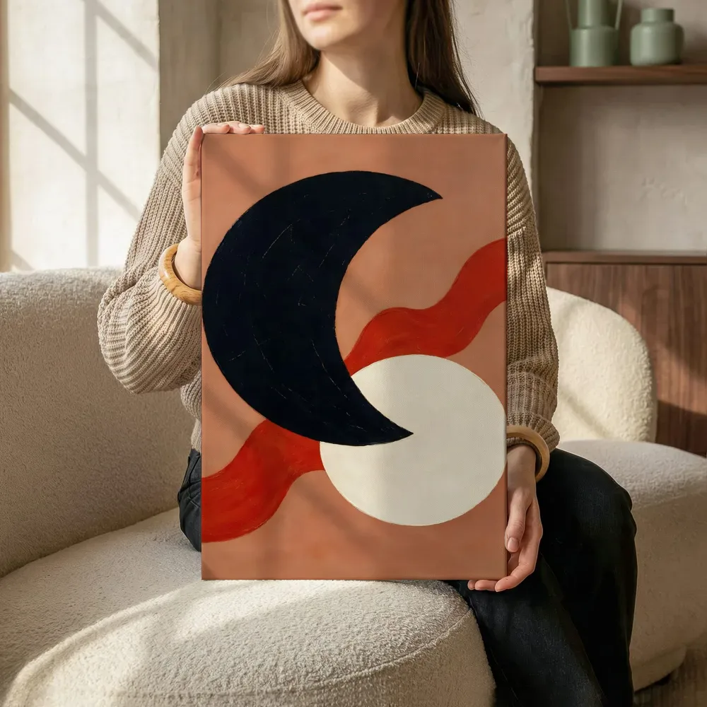 Sfeerimpressie: Wassende maan Retro Shapes in inktzwart 2 terwijl het zittend wordt getoond