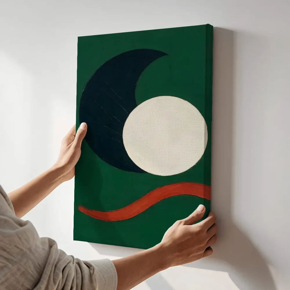 Sfeerimpressie: Wassende maan Retro Shapes in inktzwart terwijl het aan de muur wordt gehangen