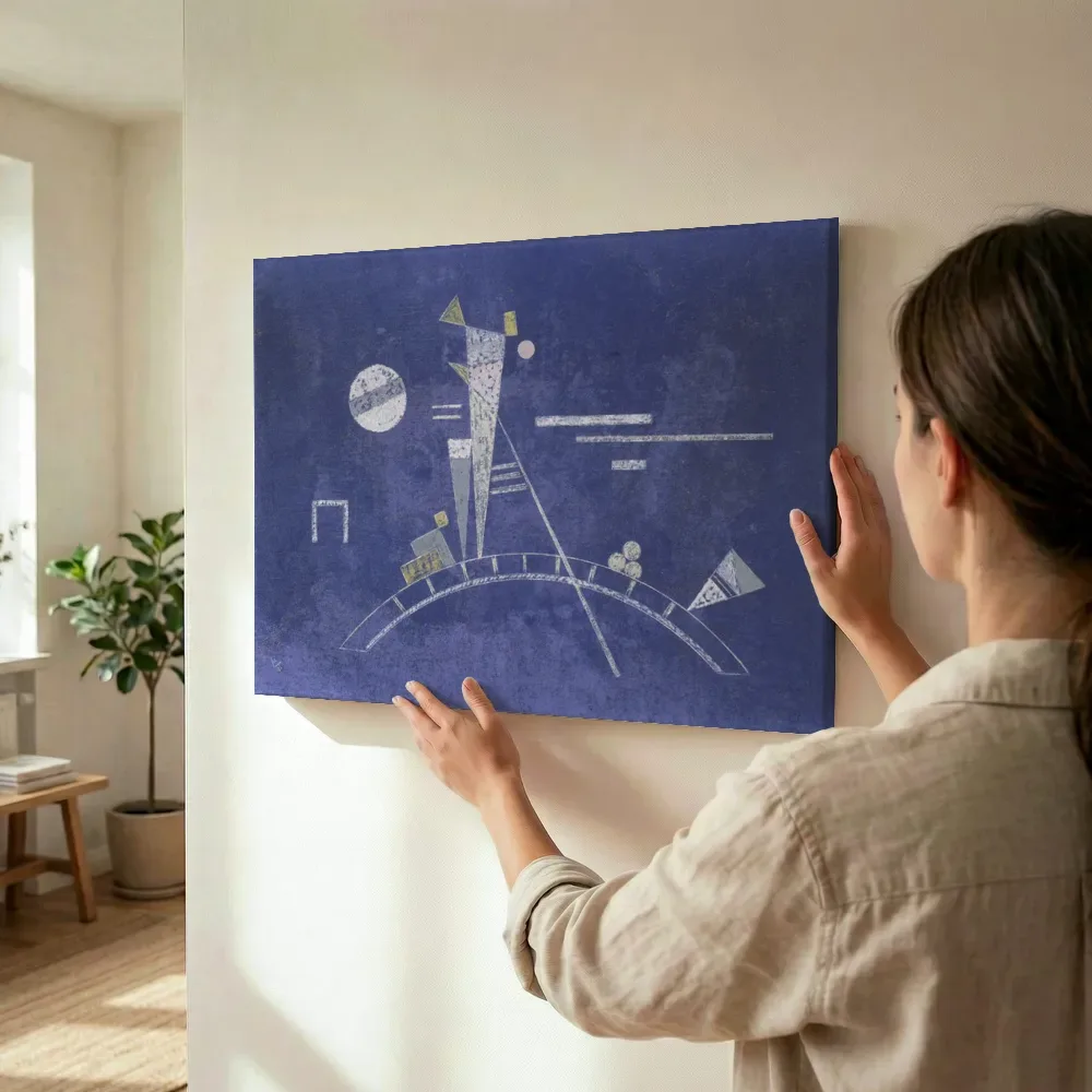 Sfeerimpressie: Wassily Fragil, 1931, GAC van Wassily Kandinsky terwijl het wordt opgehangen