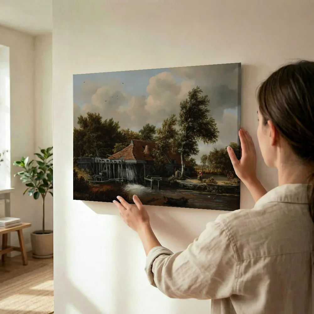 Sfeerimpressie: Watermolen aan de waterkant terwijl het wordt opgehangen