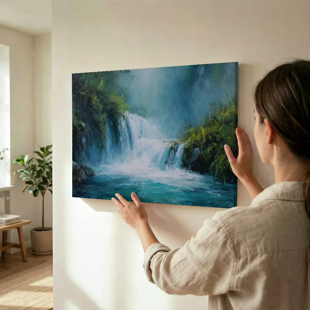Sfeerimpressie: Waterval in tropisch oerwoud terwijl het wordt opgehangen