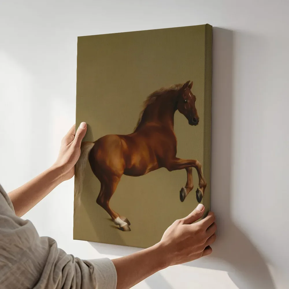 Sfeerimpressie: Whistlejacket van George Stubbs 2 terwijl het aan de muur wordt gehangen