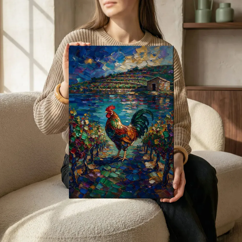 Sfeerimpressie: Wijngaard donker in het volle beeld aan het water terwijl het aan de muur wordt gehangen