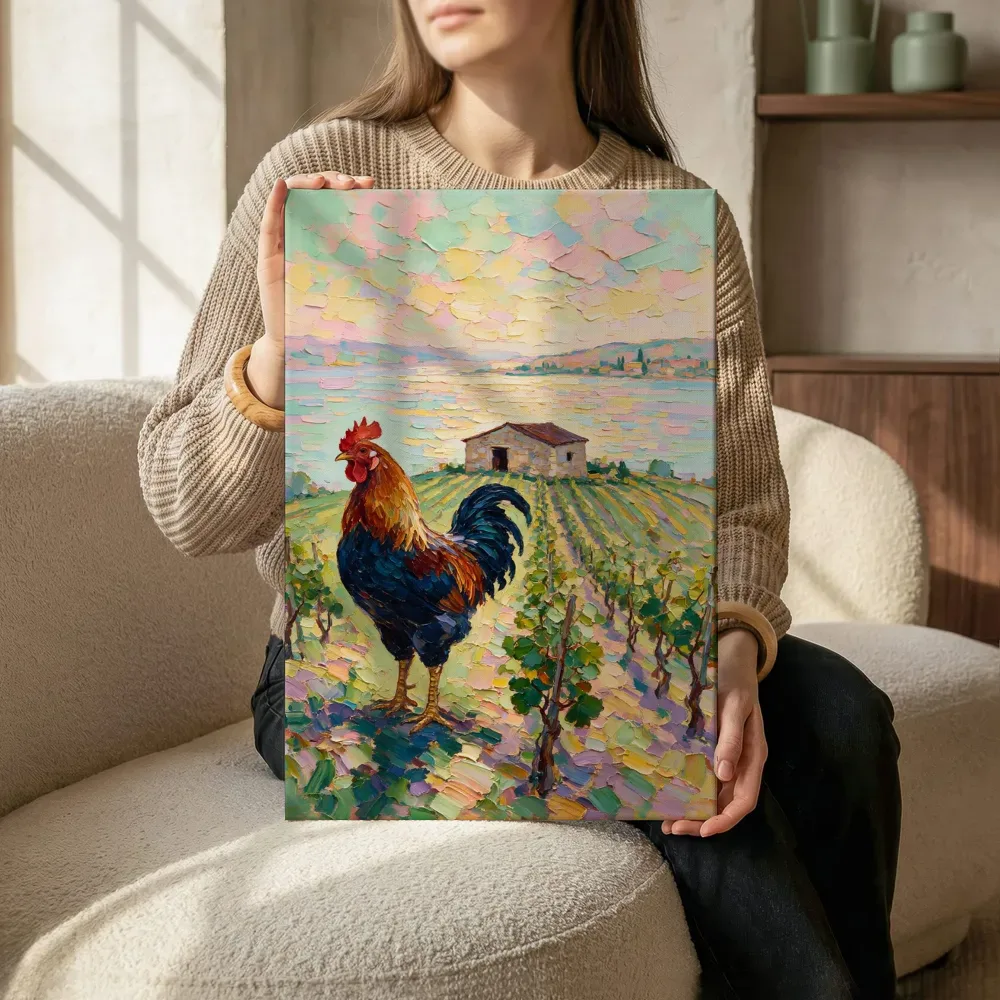Sfeerimpressie: Wijngaard zacht in het volle beeld aan het water terwijl het aan de muur wordt gehangen