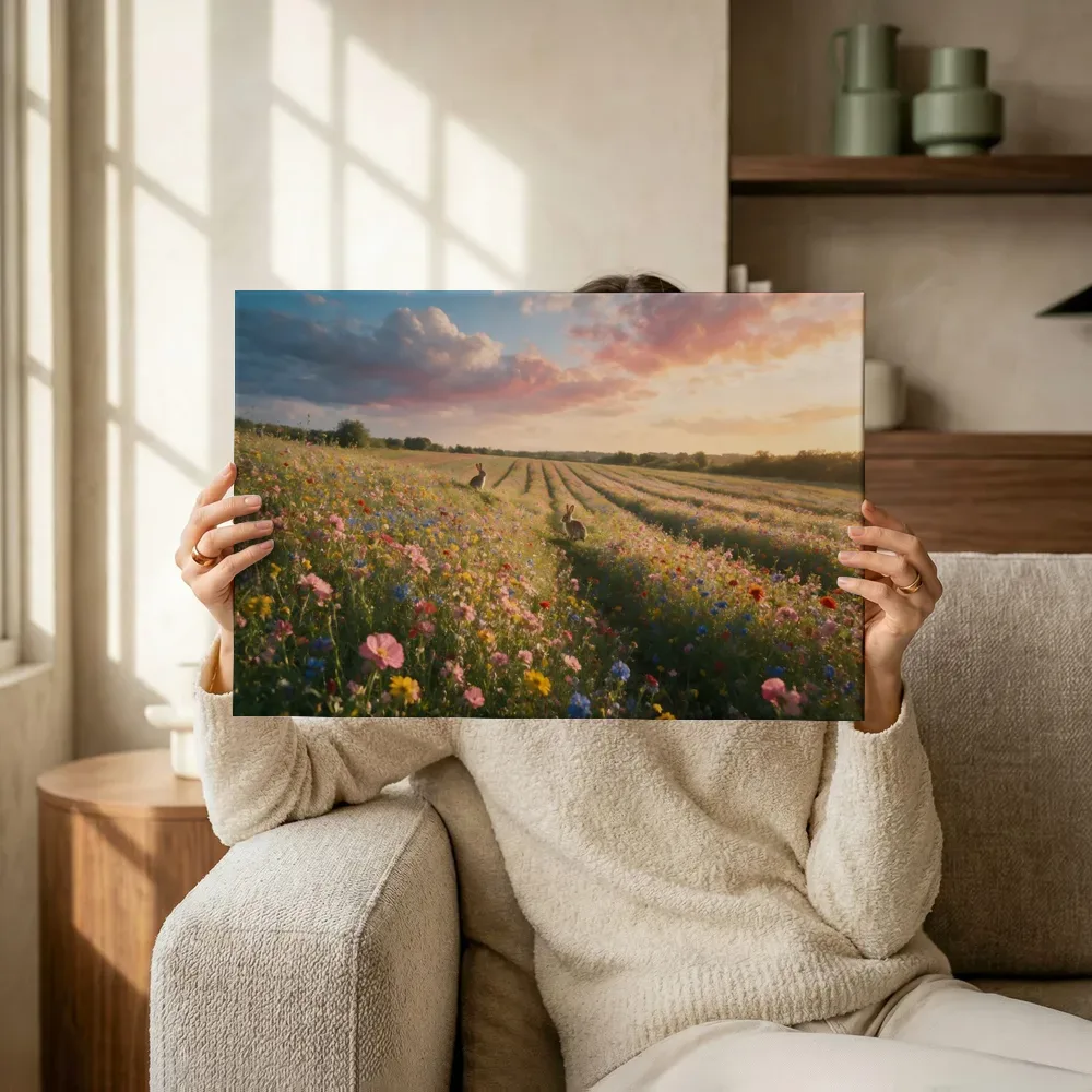 Sfeerimpressie: Wilde Bloemenweide bij het gouden uur 4 terwijl het omhoog wordt gehouden