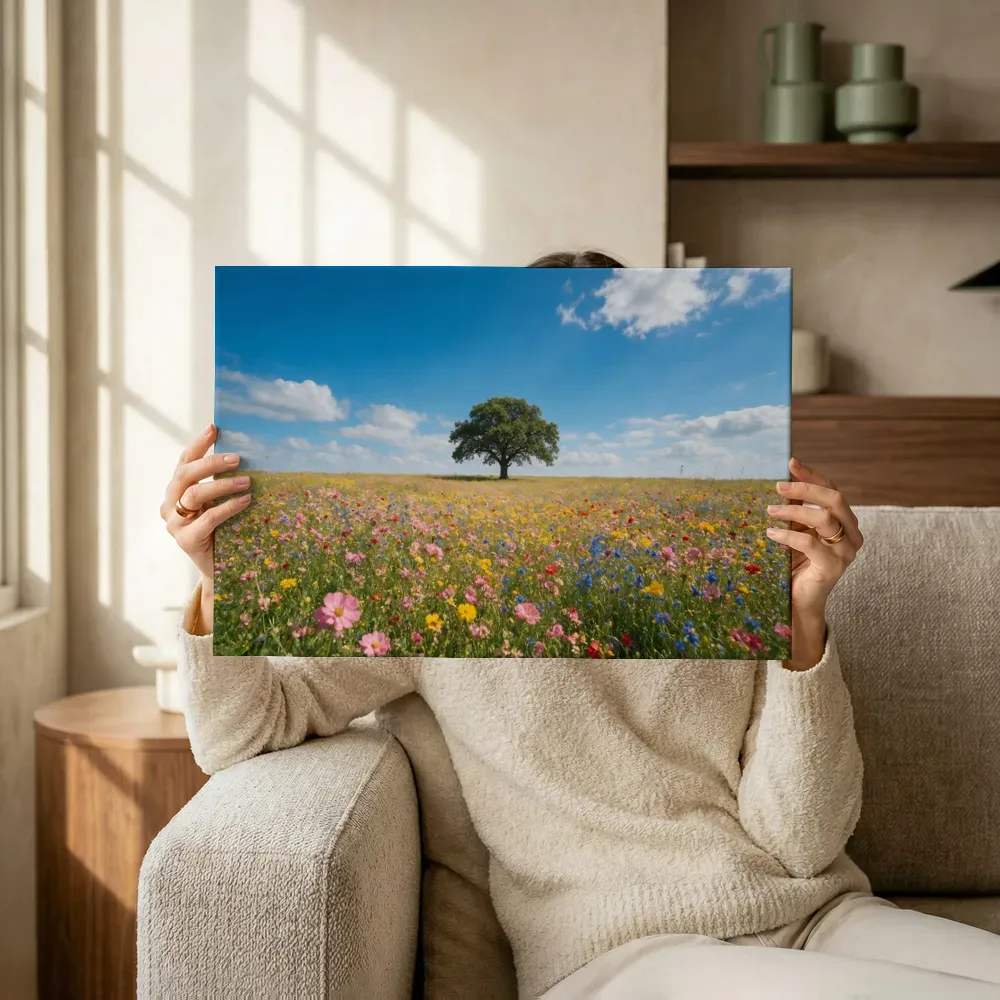 Sfeerimpressie: Wilde Bloemenweide bij volle zon 5 terwijl het omhoog wordt gehouden
