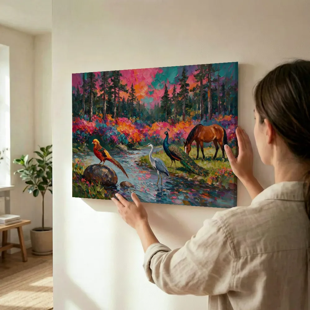 Sfeerimpressie: Wilde dieren in de bloementuin in magenta terwijl het omhoog wordt gehouden