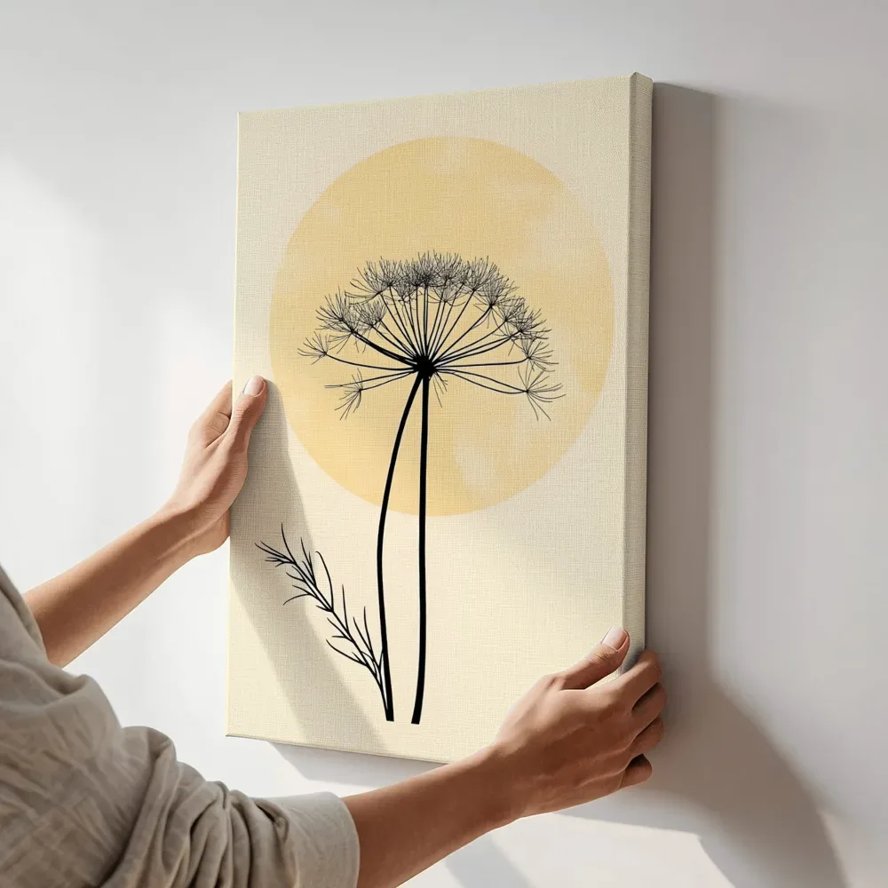 Sfeerimpressie: Wilde schermbloem silhouet II terwijl het aan de muur wordt gehangen