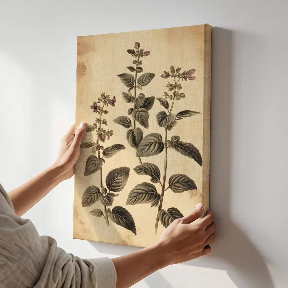 Sfeerimpressie: Wilde veldbloem botanische prent terwijl het aan de muur wordt gehangen