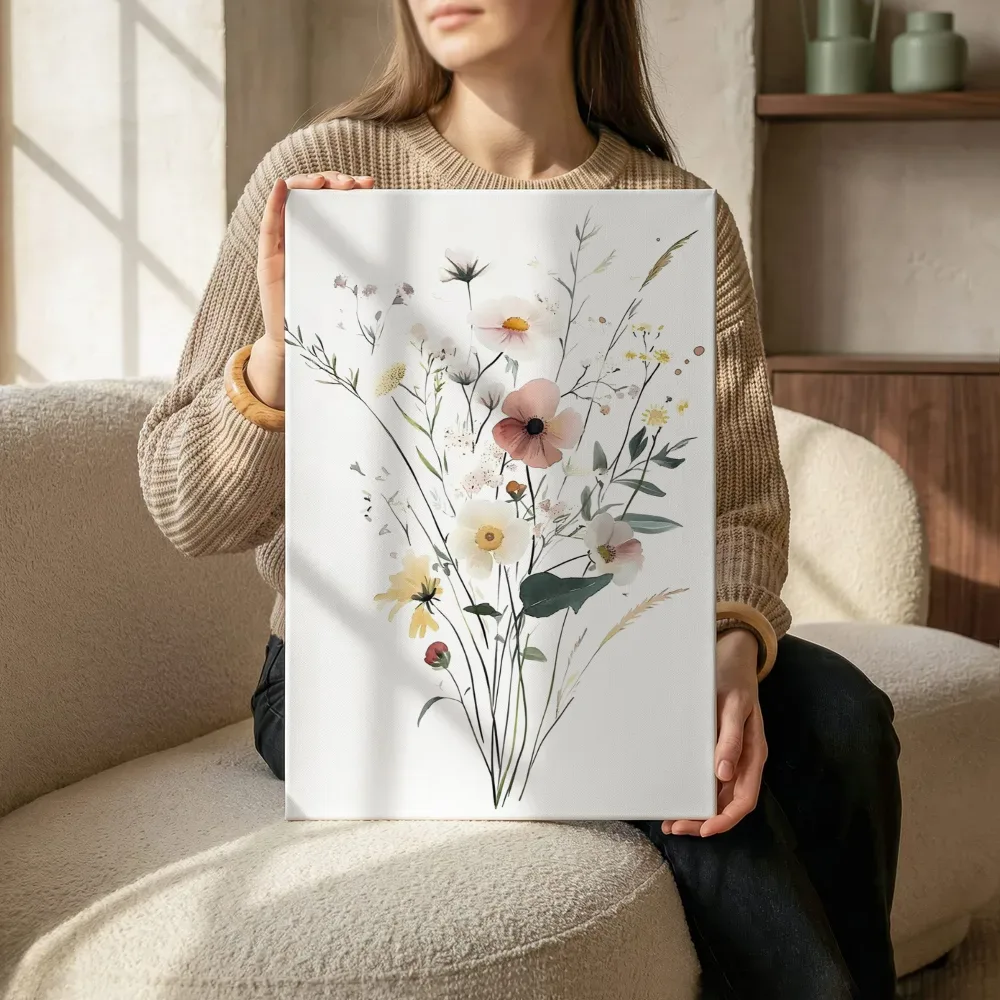 Sfeerimpressie: Wilde veldbloemen aquarel terwijl het zittend wordt getoond